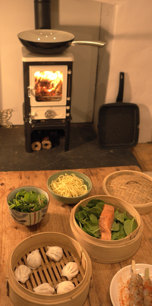 Cooking on a wood burning stove