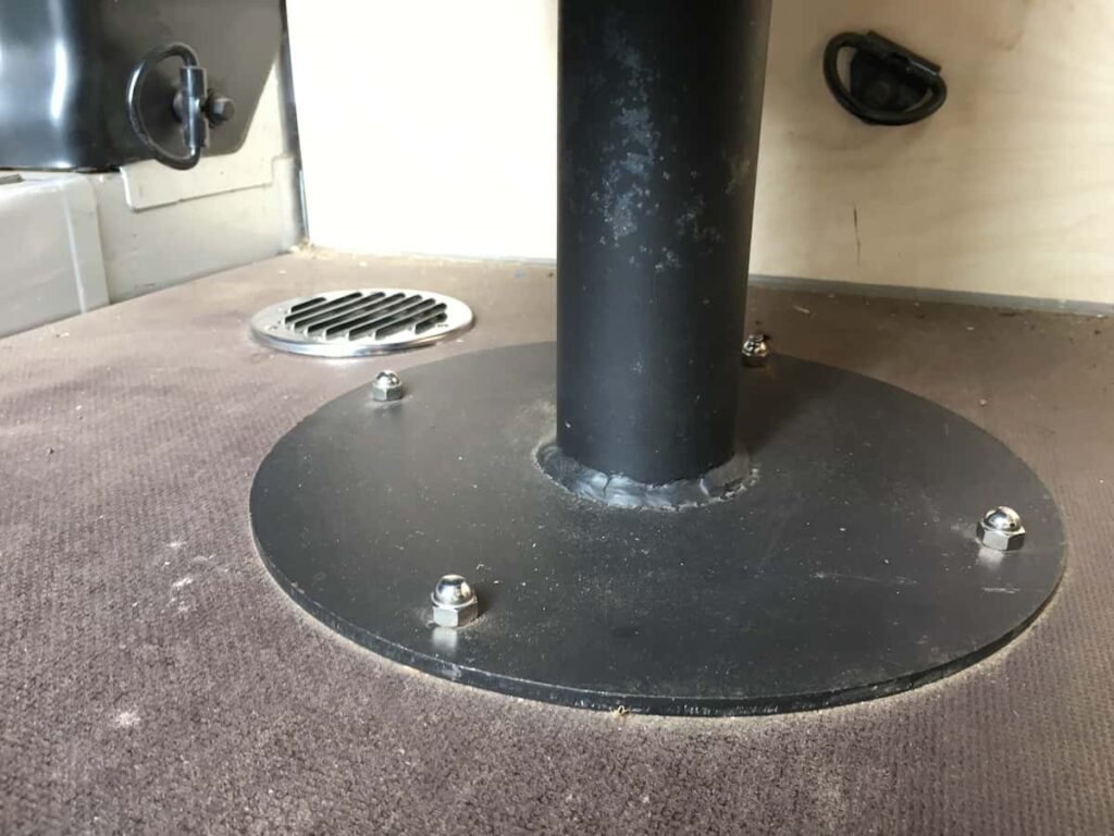 installing-a-small-wood-stove-into-a-vehicle-bolting-the-stove-down