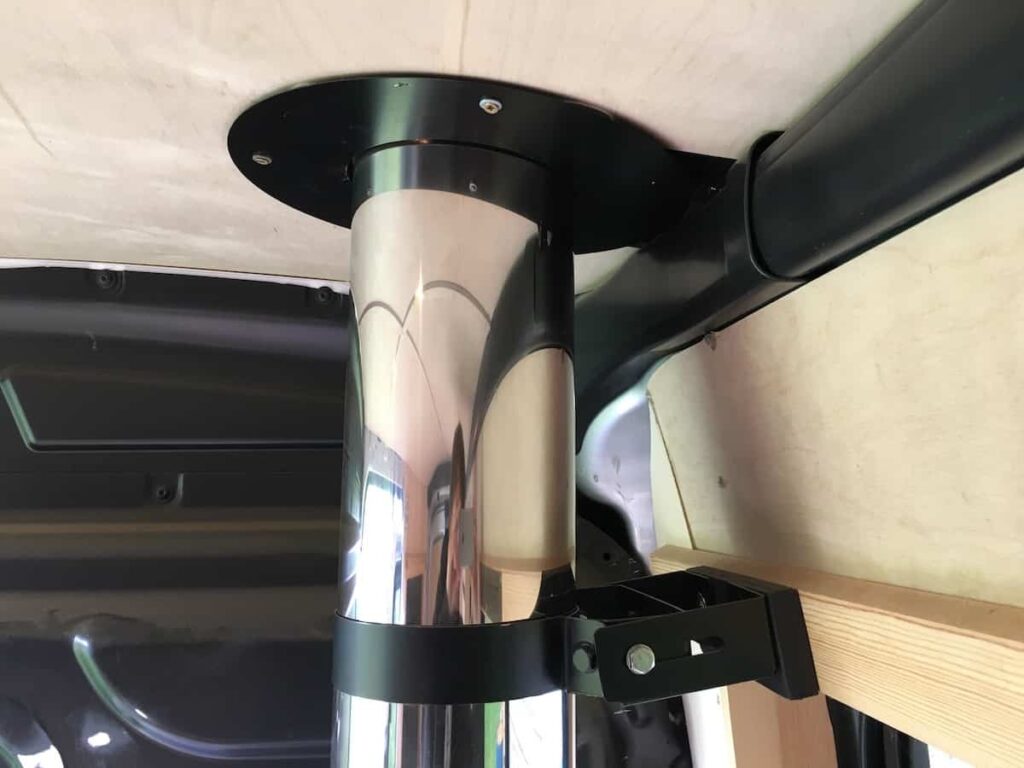installing-a-small-wood-stove-into-a-vehicle-fitting-the-trim-plate-and-wall-support